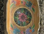 Vintage Painted Oval Wooden Tray