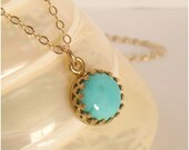 Genuine turquoise pendant necklace - 14k GOLD FILLED chain - Everyday jewelry - Minimalist jewelry
