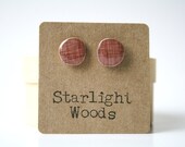 Red wine studs post earrings wood earrings minimalist jewelry eco fashion eco friendly unique gift for her