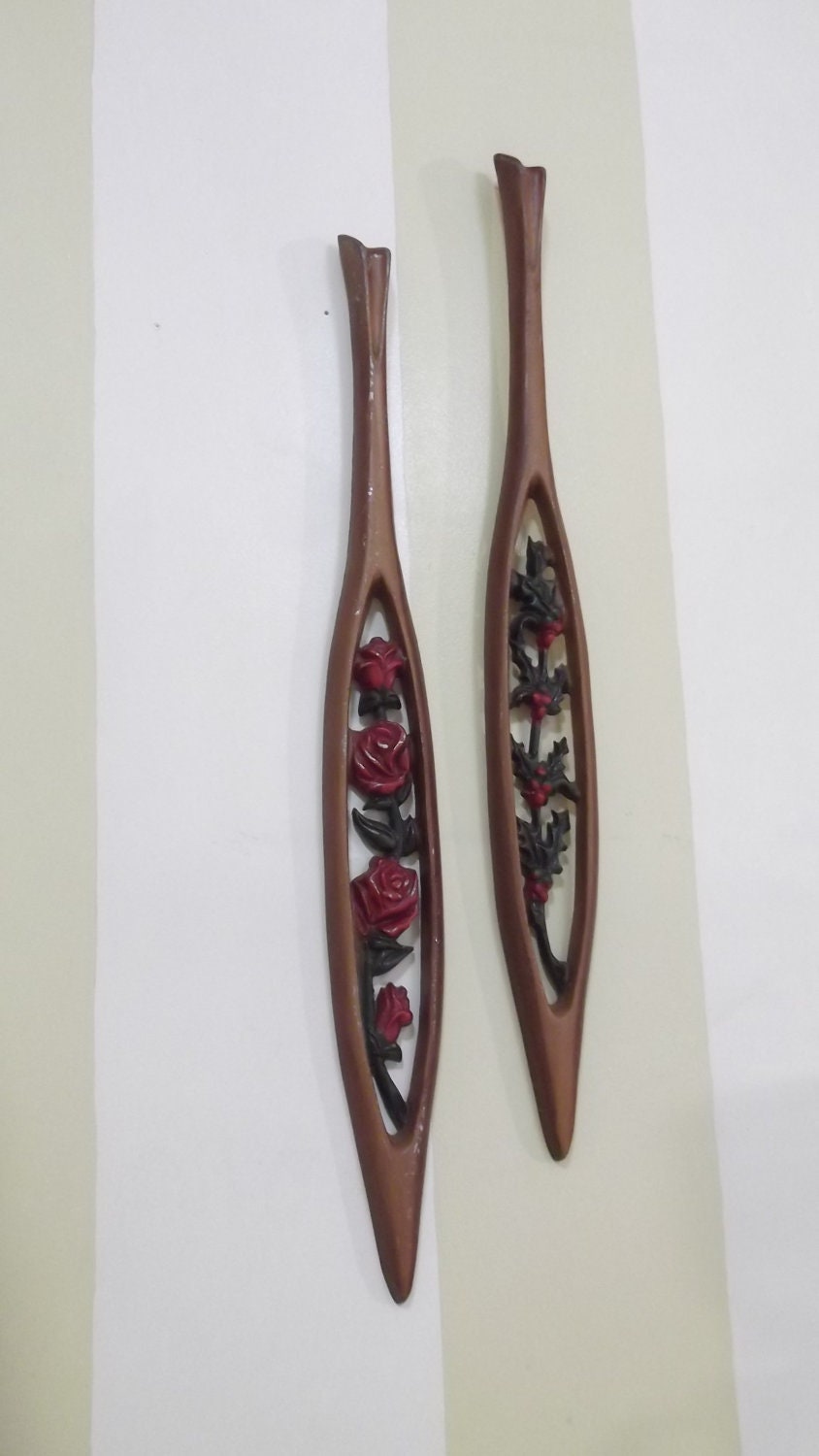 Mod Cast Metal LONG Wall Hangings Late 50s Super Retro