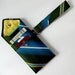 Recycled 3-Pocket Necktie Wristlet Wallet Green, Yellow, Blue Stripes