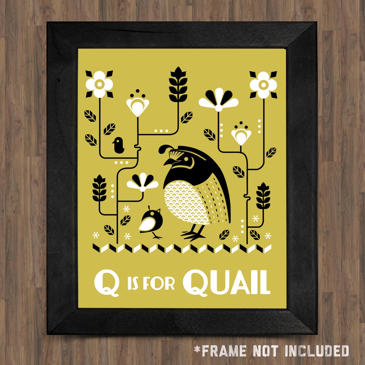 SALE - 8X10 Art Print - Q is for Quail - FREE Shipping