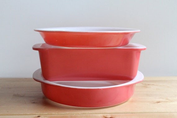 Pink Pyrex Bakeware Set Vintage 1950s by KitchenCulinaria on Etsy