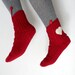 Burgundy Red Slipper Socks Lacing Slippers for Women