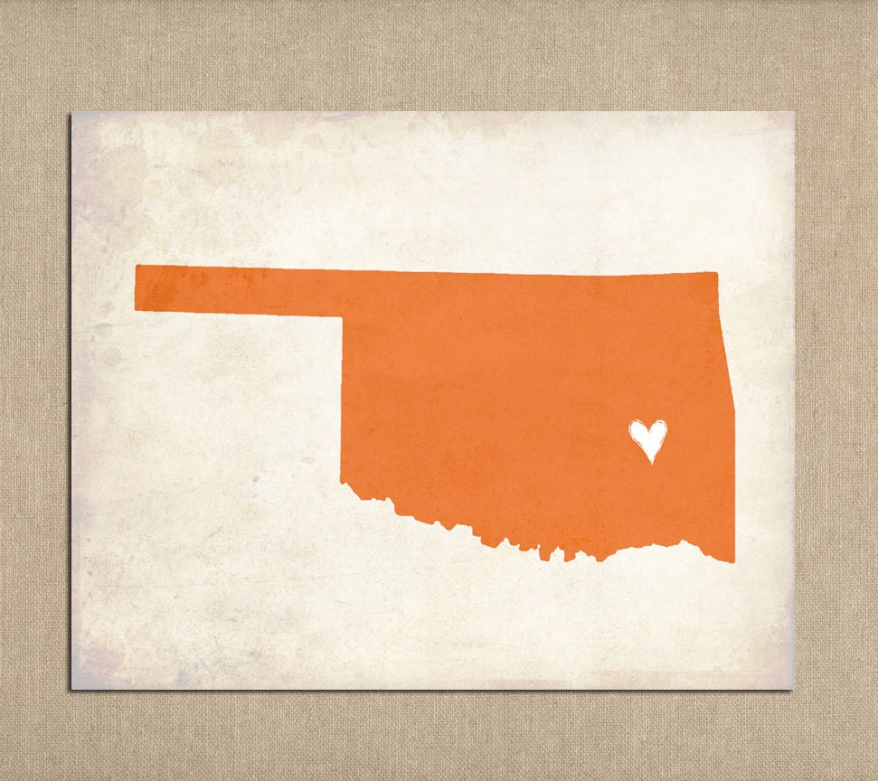 Oklahoma Love State Customizable Art Print