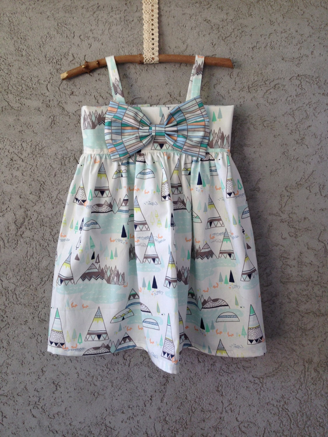 Woodland Pine Big Bow Dress, Baby/Toddler Summer Dress