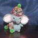 Miniature Knitted Elephant Amigurumi Doll - Blue Elephant with knit Hat and Scarf
