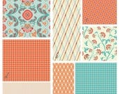 Custom 2 piece Crib Set--Crib Skirt & Sheet (Avignon in Peach, Coral, and Aqua)