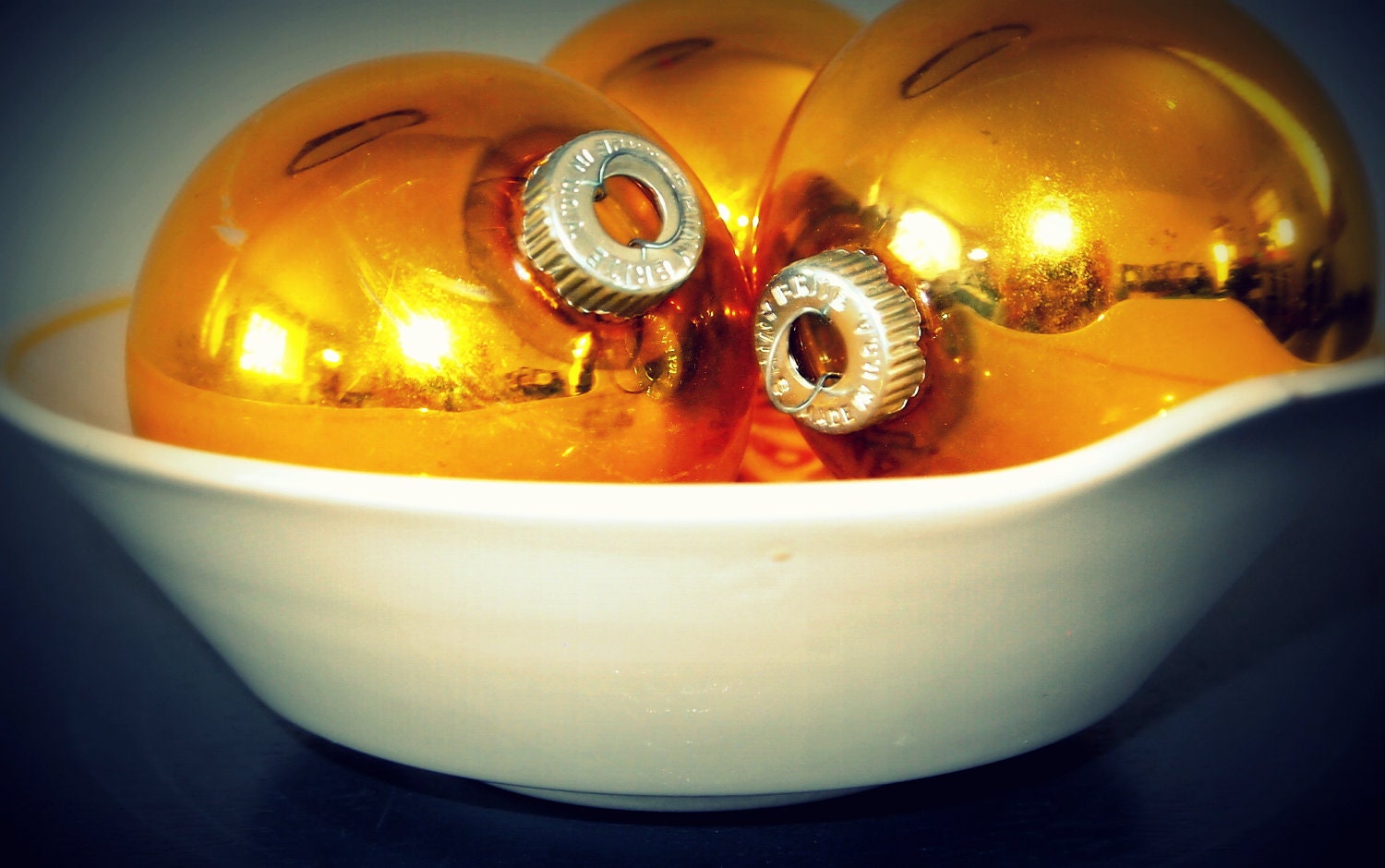 Shiny Brite Christmas Ornaments - Golden Yellow