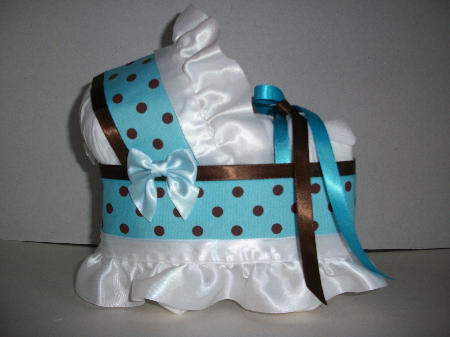Items similar to Blue & brown Polka Dot diaper bassinet baby 