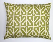 Green Pillow.Lumbar.12x16 or 12x18 inch Decorator Lumbar Pillow Cover.Travel Pillow.Printed Fabric Front and Back.Home Decor
