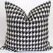 Black Pillows.Houndstooth.Checks.16x16 inch.Decorator Pillow Covers..Printed Fabric Front and Back.Housewares.Home Decor.Cushions.cm