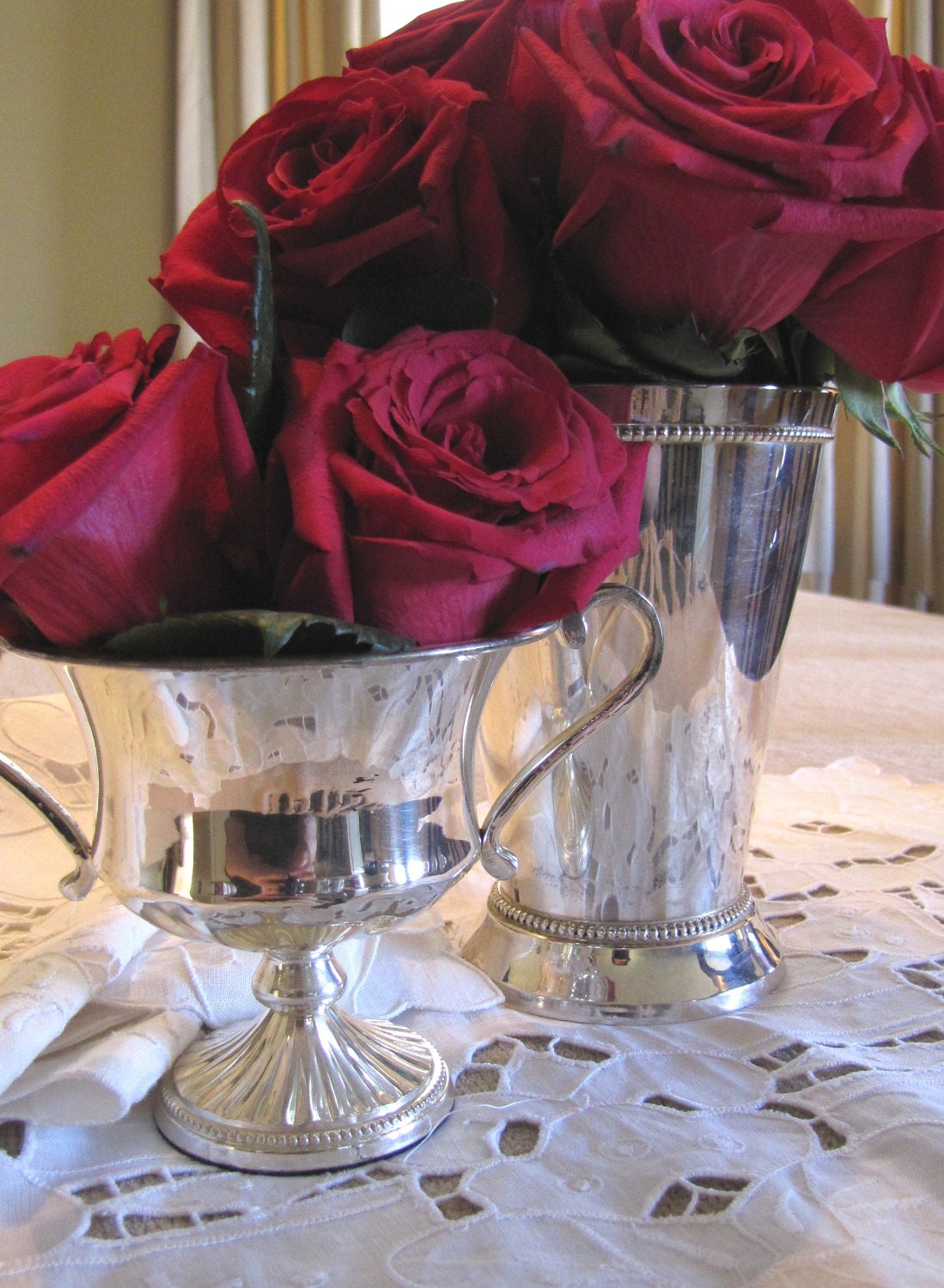 Vintage Shabby Chic Silver Plate Urn Style Julep Cup