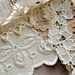 TREASURY ITEM - Madonna and Child fabric collage, vintage French lace and religious medal. OOAK