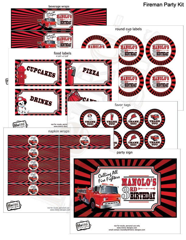 Fireman Party Kit - Digital Files Il_170x135