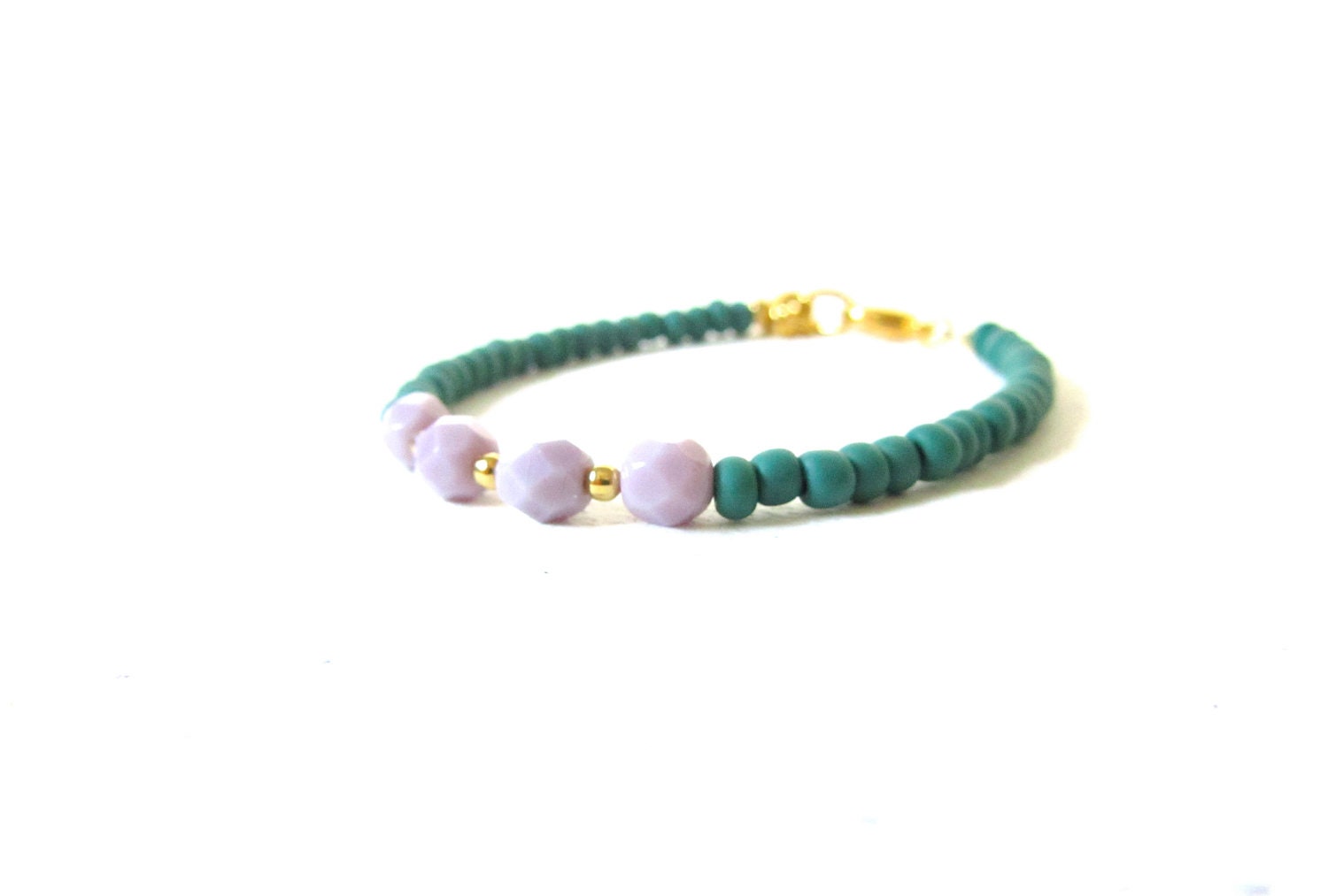 SALE 30% OFF Petite Bracelet, Green & Purple, Layering Bracelet, Pastel
