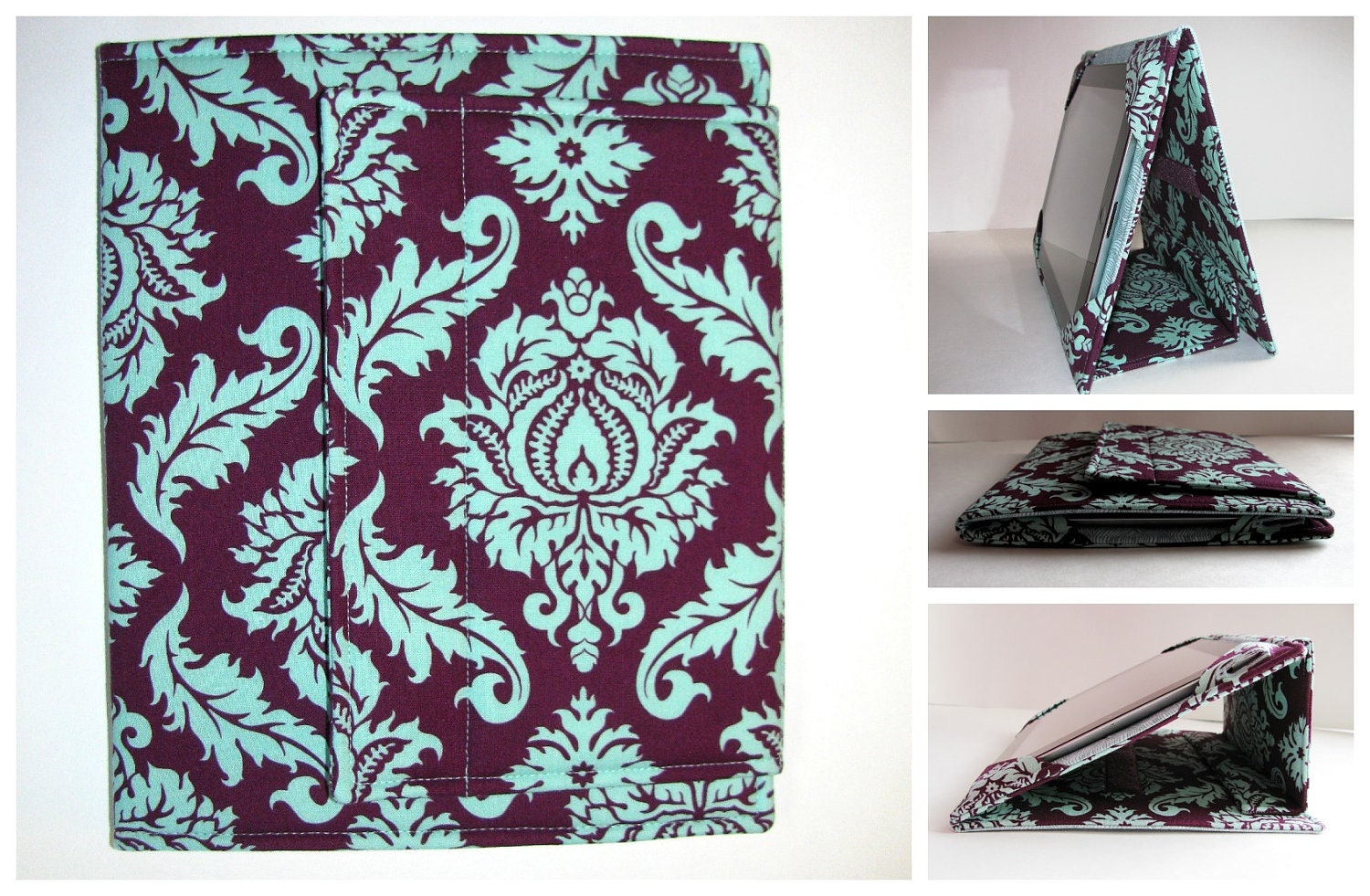 iPad Cover iPad Case Hardcover with Stand  iPad 2 Cover iPad 3 Case- Joel Dewberry Aviary Plum Damask
