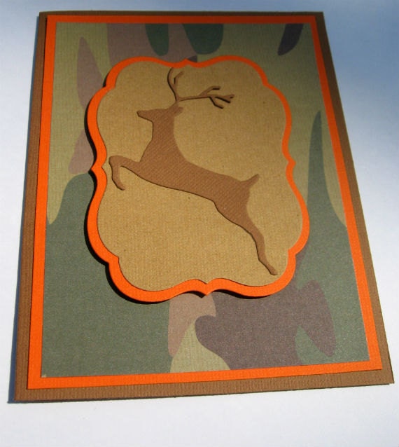 Hunter Birthday Card with Camo and Deer by alcove927 on Etsy