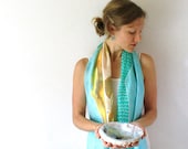 Aqua Silk Scarf - Mermaid - Hand Painted Silk Scarf - Summer Fashion- Underwater Silk Scarf - Spring Fashion - Mothers Day - TheSilkMoon