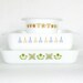 Vintage Anchor Hocking Fire King Pyrex Baking Casserole Dish Set Milk Glass Baking Green, Brown, Blue and Yellow, Instant Collection