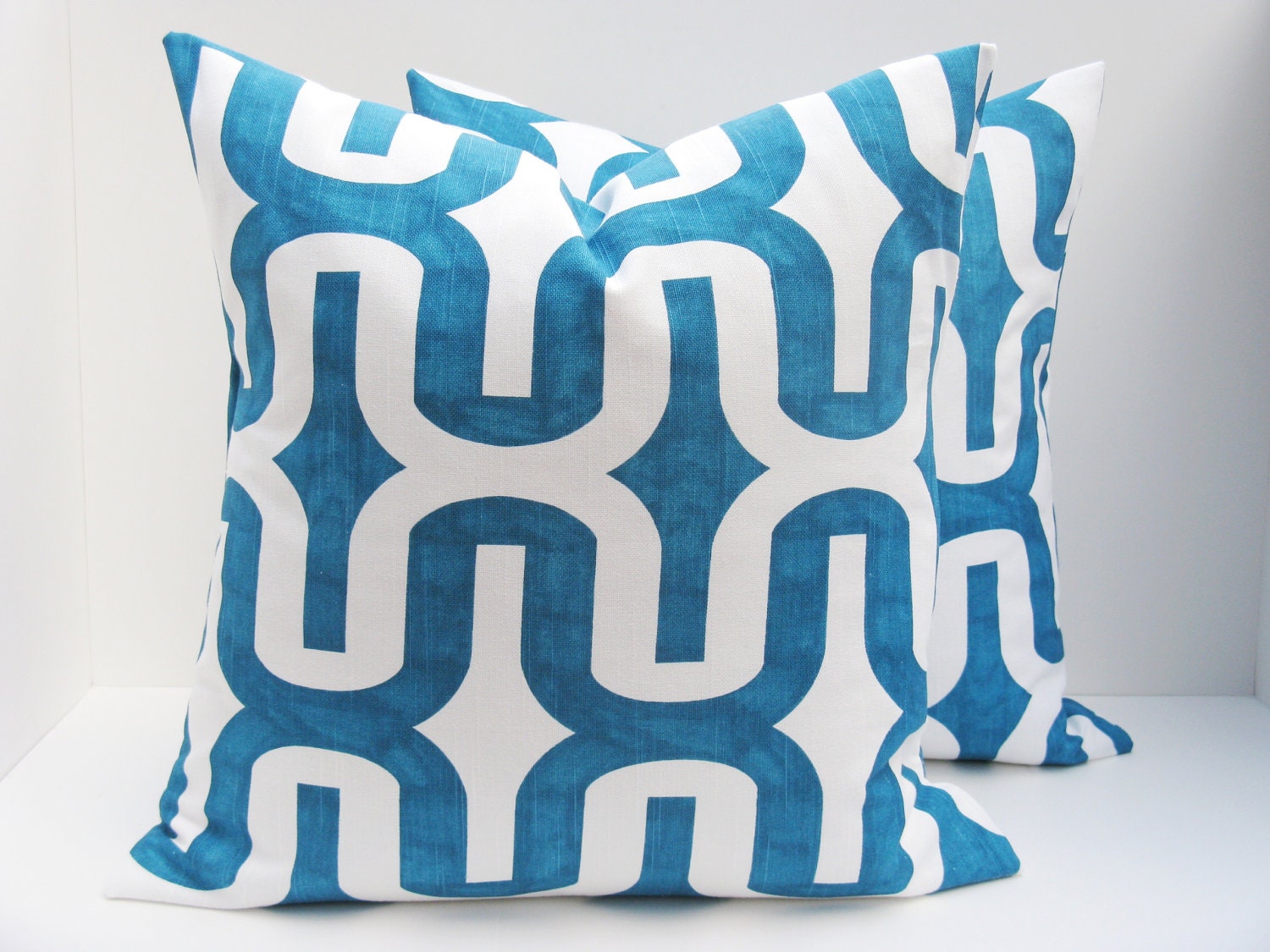 Ikat Pillow Covers Decorative Throw Pillows 20x20 Aqua Blue Pillow Decorator pillow cover Cushions Printed fabric both sides