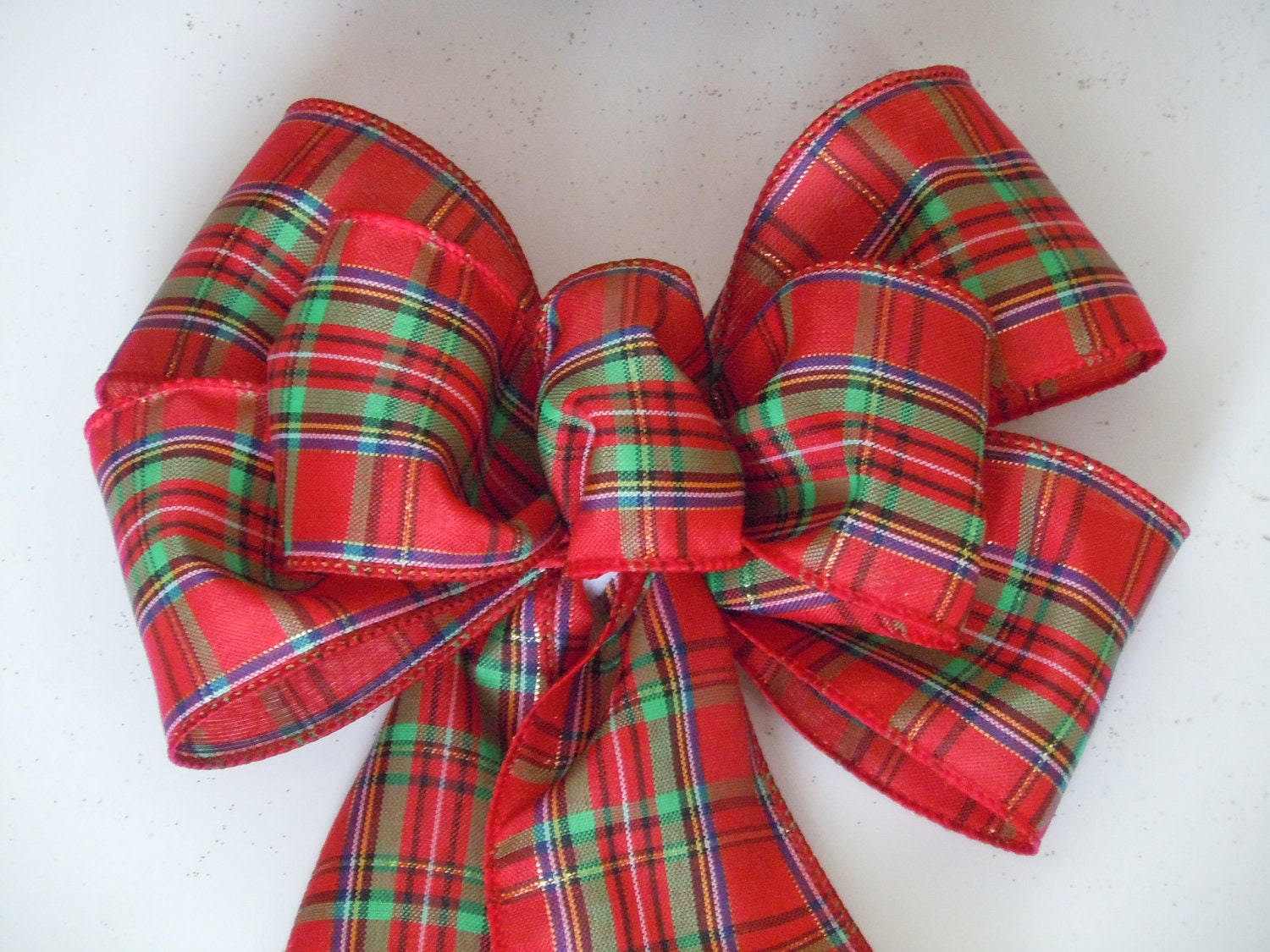 Christmas Ornament Bows Garland Wreath Bows Red Green Plaid Check Bows Country Holiday Decoration Handmade Bows Christmas Tree Bows