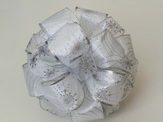 items similar to white silver christmas tree topper bow items similar to white silver christmas tree topper bow