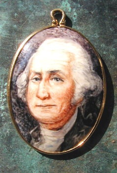 SALE Hand-painted Miniature Portrait, George Washington