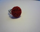 Silver Plated Wire Wrap Cinnabar Ring