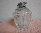 Vintage Hand Cut Crystal Glass Table Lighter with Chrome top / Mint condition / REDUCED