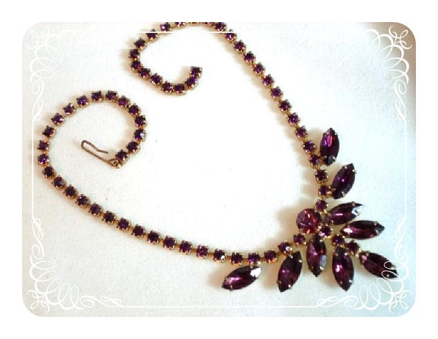 Amethyst Rhinestone Necklace - Formal Prom Queen or Bridesmaid Perfect 1168ag-012312000
