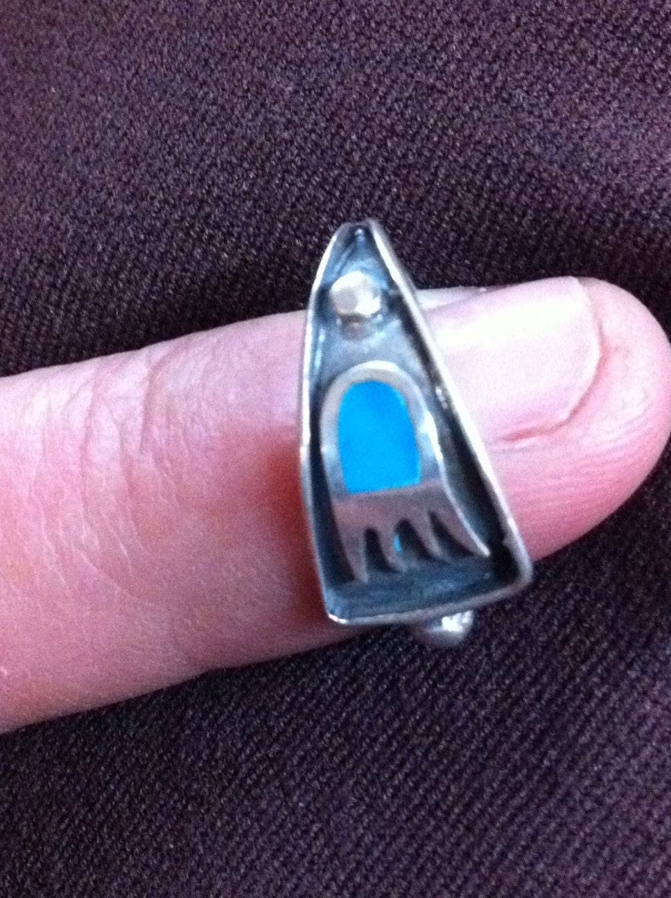 Unique Turquoise inlay Bear Paw Track : Vintage Sterling a Petite Size 5.5 Lovely Perfect for Mothers Day, Mom
