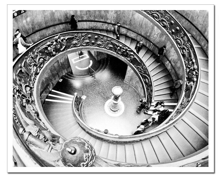 Sistine Chapel Staircase Photo, Vatican City, Black and white photography, 16x20