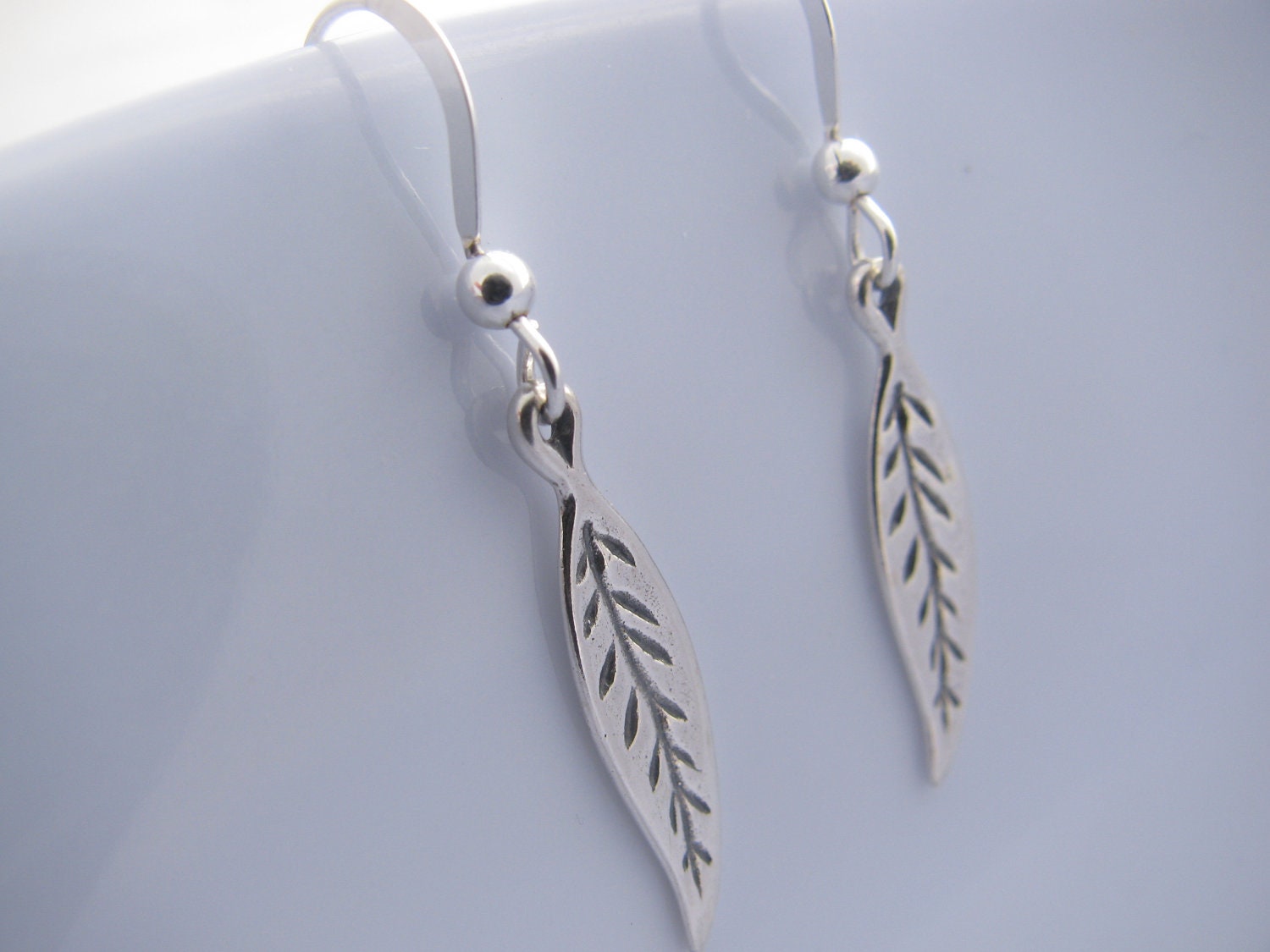 Sterling Silver leave Earrings on Sterling Silver hooks . best-friends gift . Modern earrings . Simple everyday earrings