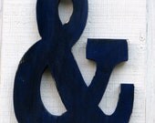 Wooden Ampersand Distressed Painted Cobalt Blue,12" tall Rustic Wood Name Letters, Home Decor Shabby chic Cottage You Pick Color