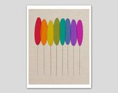 Colorful tree pattern design on linen art print, 8 x 10 colorful poster