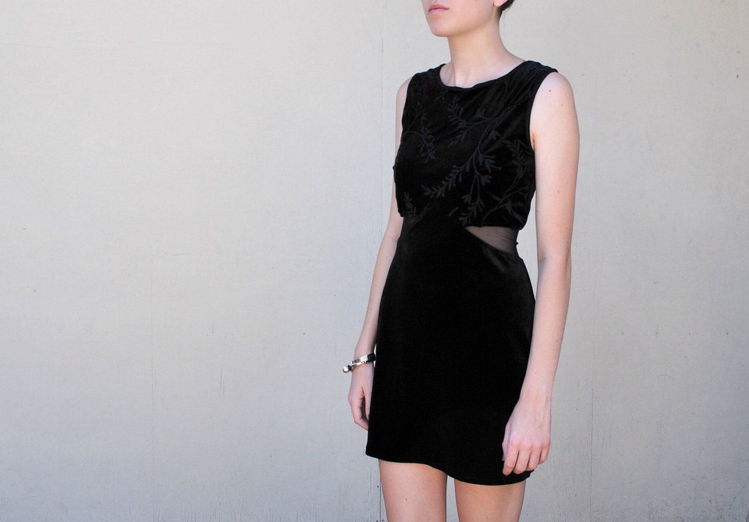 MAE.VALENTE Vintage Black Velvet Cut-Out Dress SALE