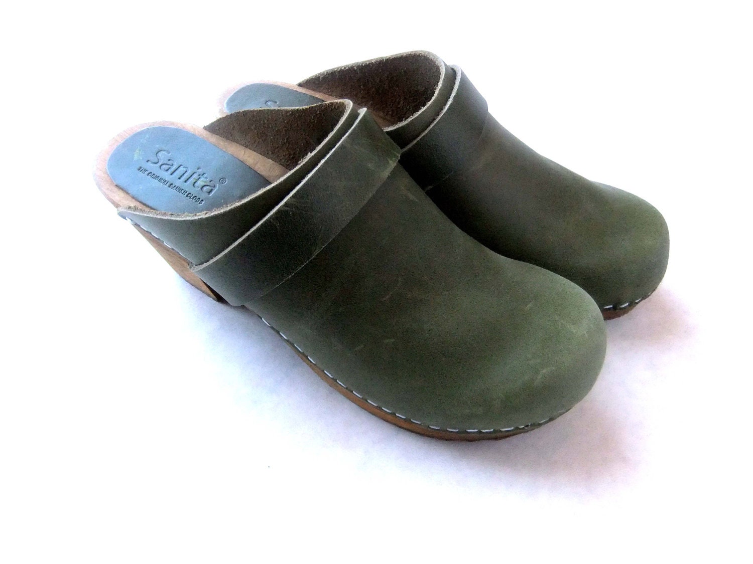 sanita leather clogs