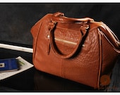 Handmade Leather Tote Bag - Shoulder Bag - Handbag - Messenger Bag - Ipad Bag in Yellow Brown