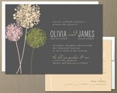 Dandelion Modern Wedding Invitation & RSVP Set - CUSTOMIZE Colors and Content - Digital Files OR Printed Sets
