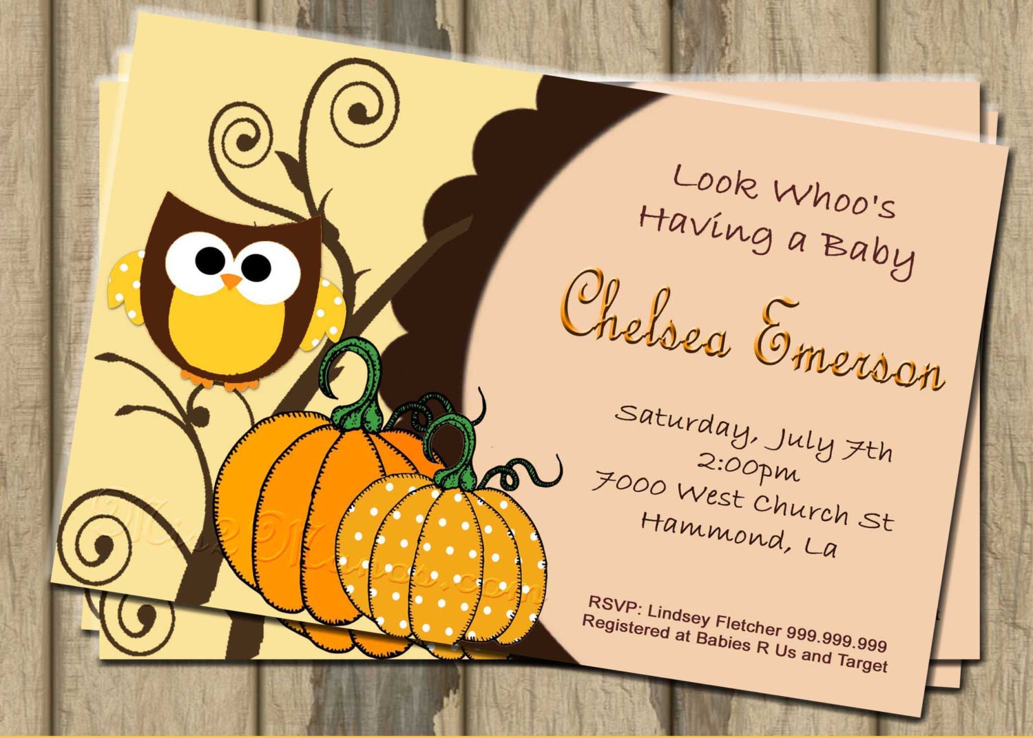 Baby Shower Owl Fall Invitations Printable Pink Owl custom order Party ...