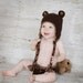 Teddy Bear Earflap Hat- Ready to Ship-Infant- 3 to 9 months-HAT ONLY