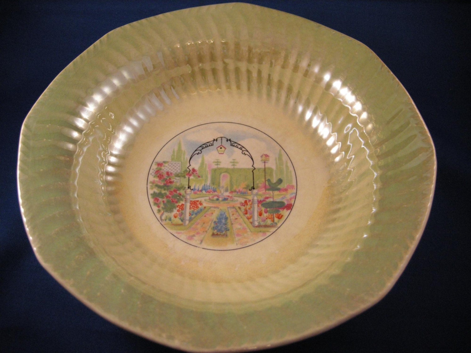 Thompson China Green Serving Bowl