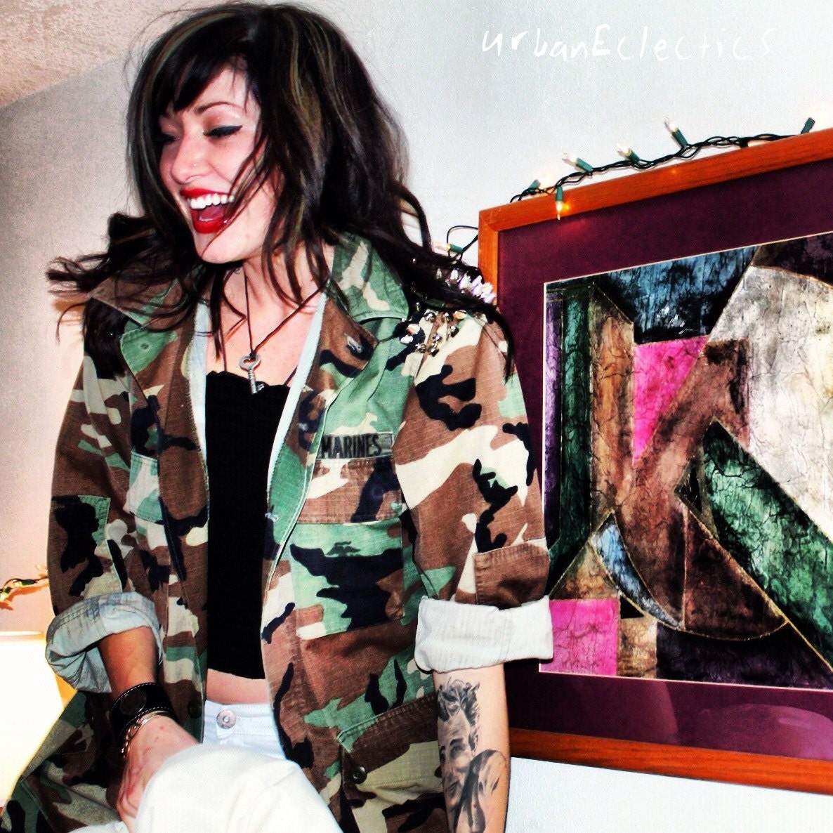 Spiked Camo Military Jacket