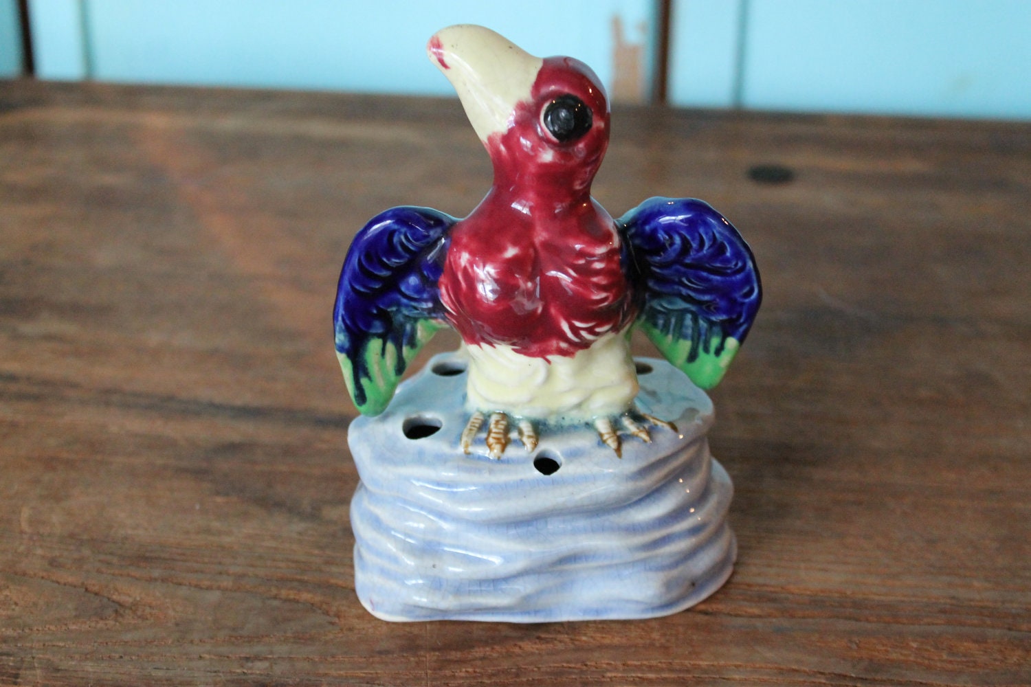 Antique Yankoware Colorful  Bird Flower Frog Vulture