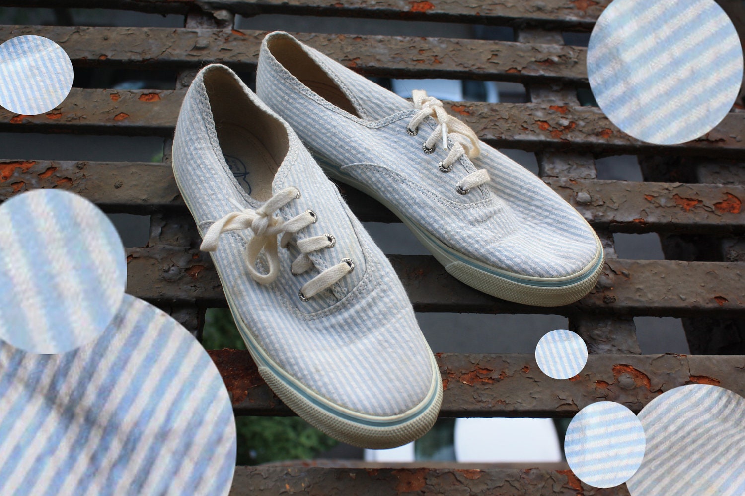 Sperry Top Siders Striped Blue White Sneakers Women's 9 Men's 7