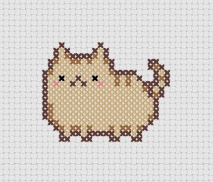 Pudge Kawaii Cat Cross Stitch (Printable PDF Pattern) - Immediate Download from Etsy - Cute Cat / Kitten / Kitty Pusheen - ThatsSewEllie