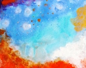 Abstract Art Original Painting Gouache Ink Contemporary Art Modern Art Drawing Decor Wall Art Landscape Blue Orange Abstract Painting Art