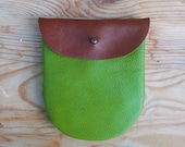 POUCH 03// sap green with brown leather