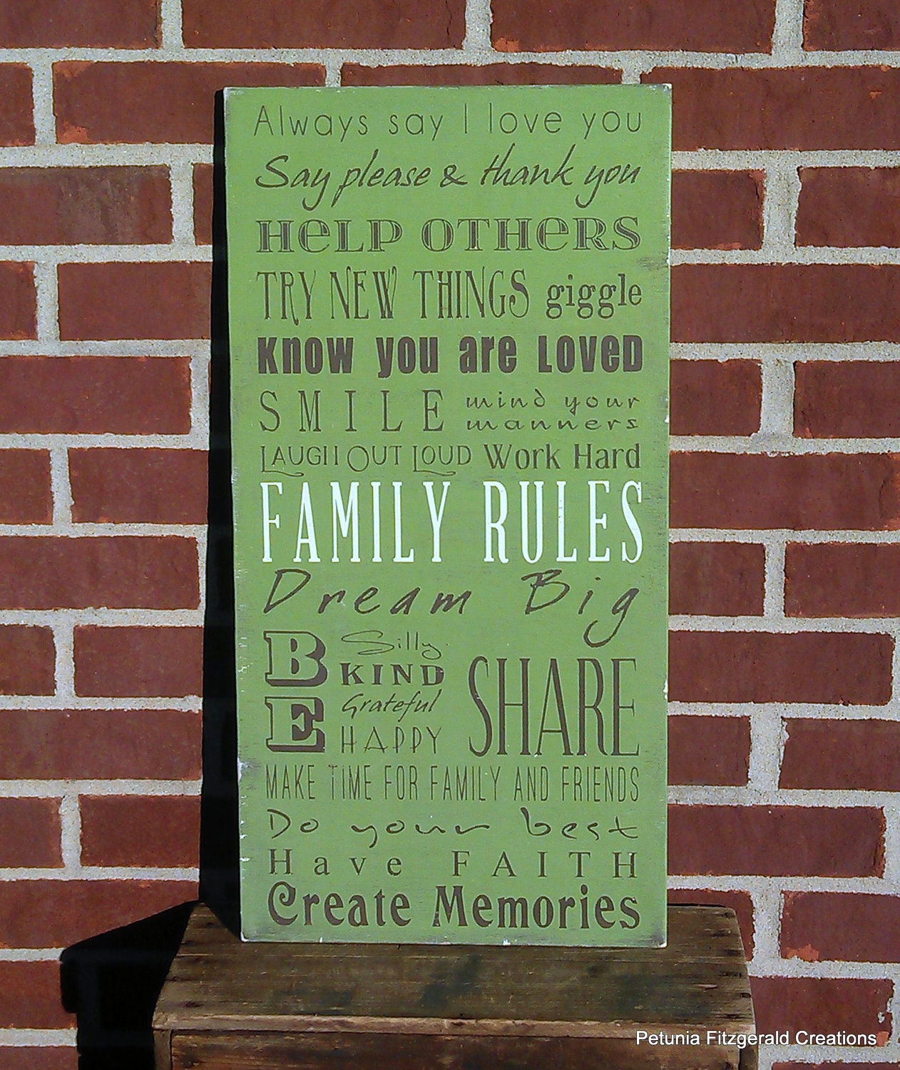 Sale & Ready to Ship -- 12x24 Family Rules Painted Board